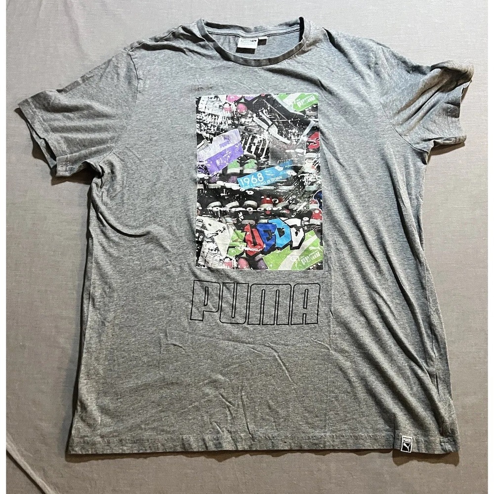 Puma 1986 Shirt Adult‎ Extra Large Gray Short Sleeve Logo Pullover Tee Mens